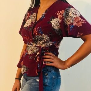 Floral wrap blouse